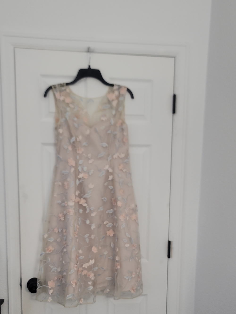 Floral Embroidered Midi Dress in Blush